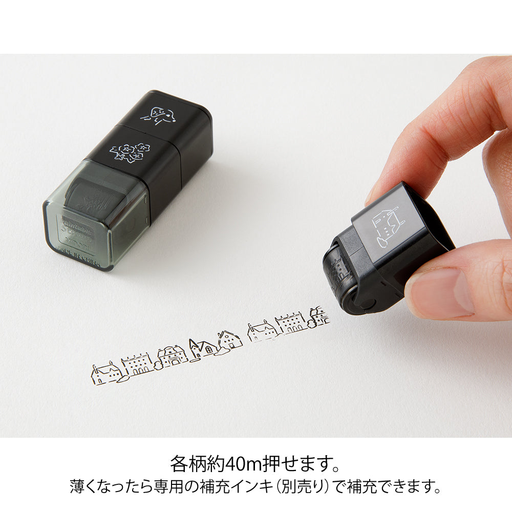 Midori Pre-Inked Stempel Paintable Stamp Roller Dog &amp; Landscape bei Nauli and Stories