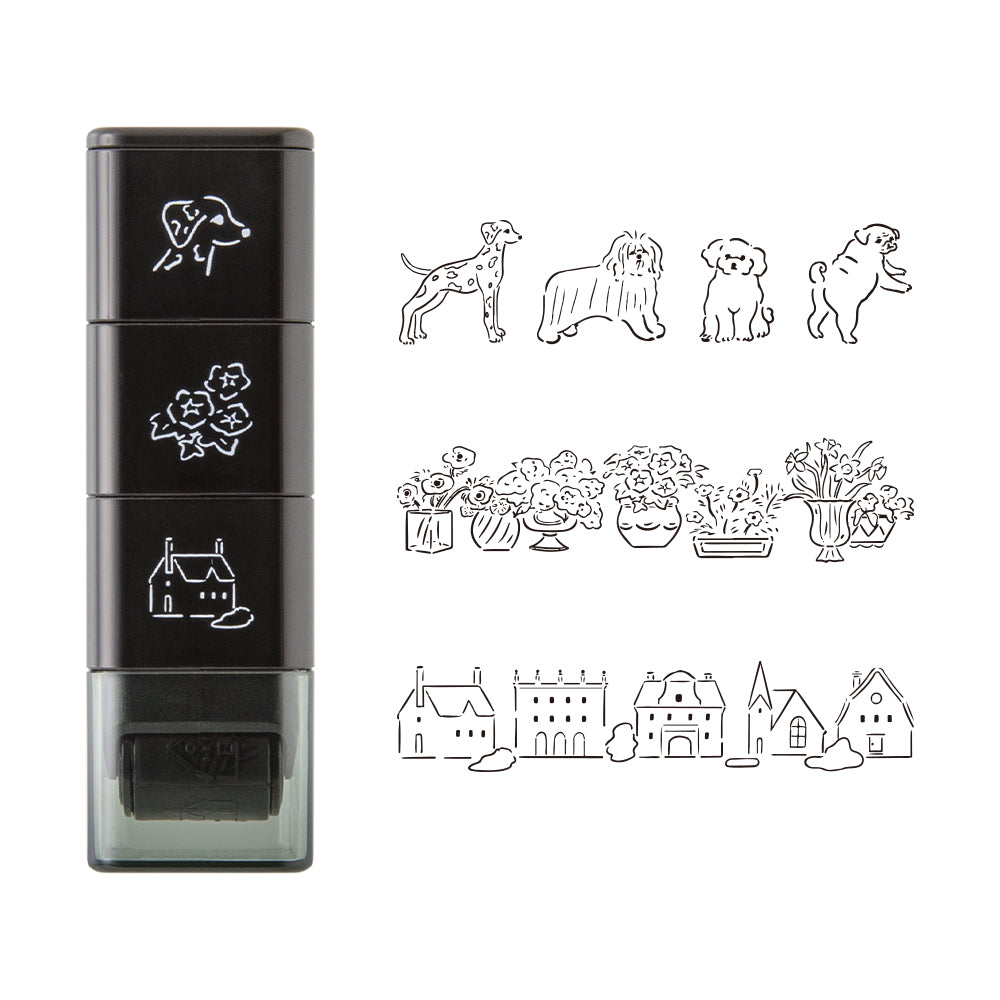 Midori Pre-Inked Stempel Paintable Stamp Roller Dog &amp; Landscape bei Nauli and Stories