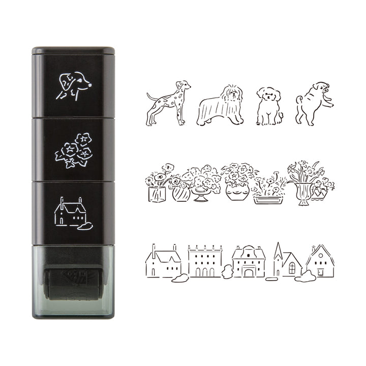 Midori Pre-Inked Stempel Paintable Stamp Roller Dog &amp; Landscape bei Nauli and Stories