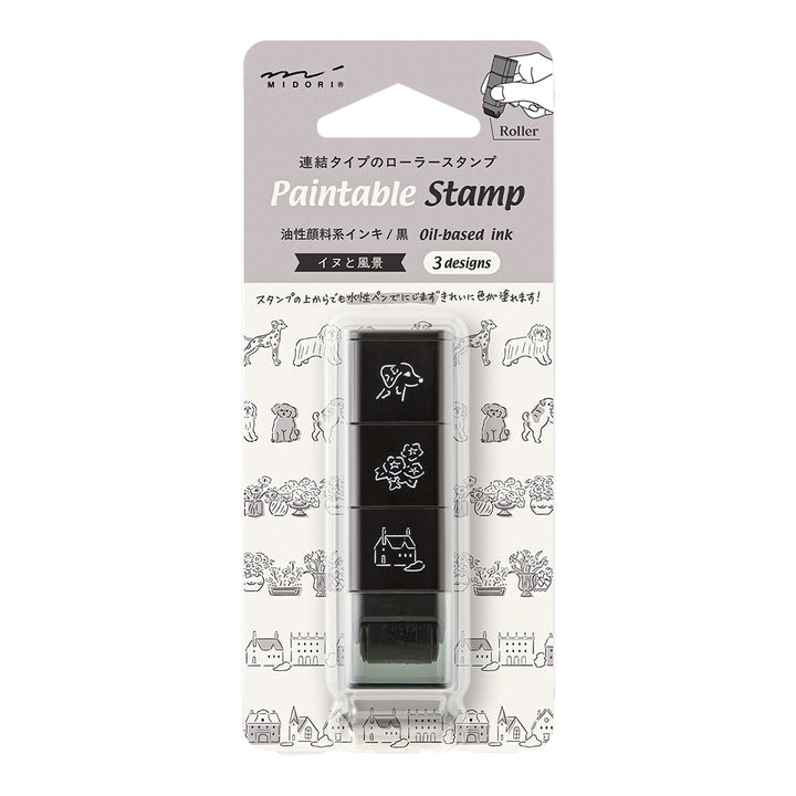 Midori Pre-Inked Stempel Paintable Stamp Roller Dog &amp; Landscape bei Nauli and Stories