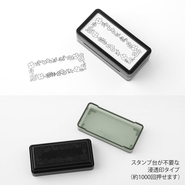 Midori Pre-Inked Stempel Midori pre-inked Stamp - Blumen - rechteckiger Stempel zum Kolorieren bei Nauli and Stories