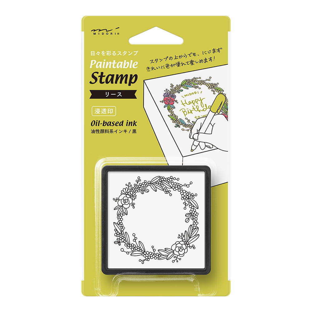 Midori Pre-Inked Stempel Midori pre-inked Stamp - Blumenkranz - Stempel zum Kolorieren bei Nauli and Stories
