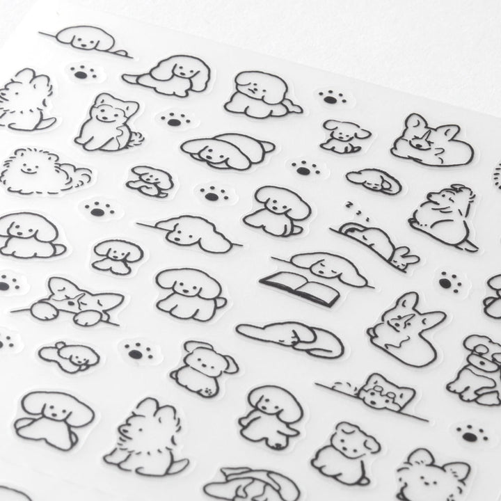 Midori Sticker Sticker Dog Black &amp; White bei Nauli and Stories