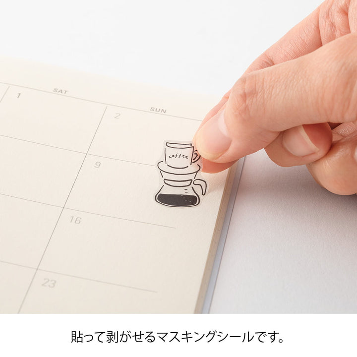 Midori Sticker Sticker Two Sheets Monotone Café bei Nauli and Stories