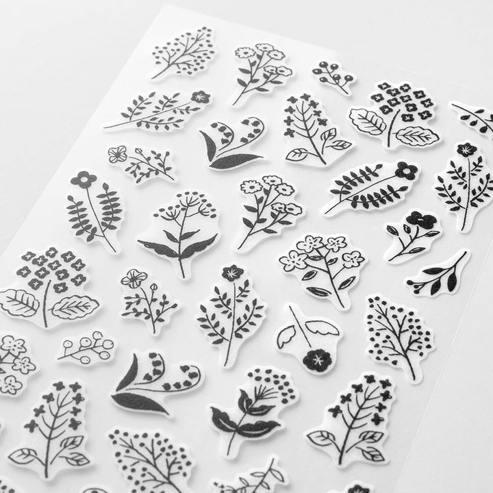 Midori Sticker Sticker Two Sheets Monotone Flower bei Nauli and Stories