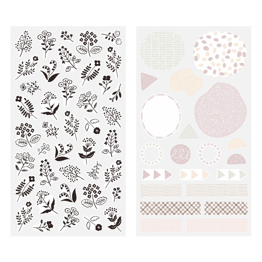 Midori Sticker Sticker Two Sheets Monotone Flower bei Nauli and Stories