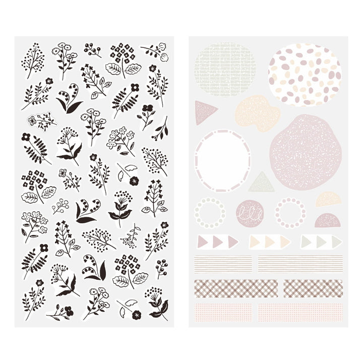 Midori Sticker Sticker Two Sheets Monotone Flower bei Nauli and Stories