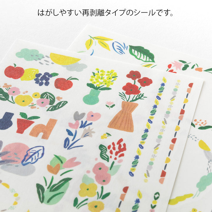 Midori Sticker Yuru Log Sticker 2 Blatt Motif Textile bei Nauli and Stories