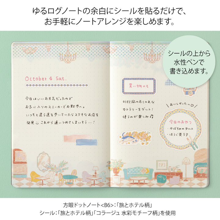 Midori Sticker Yuru Log Sticker 2 Blatt Travel &amp; Hotel bei Nauli and Stories