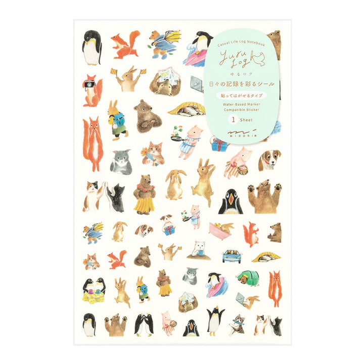 Midori Sticker Yuru Log Sticker Animals bei Nauli and Stories