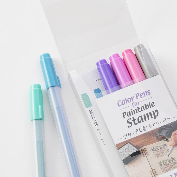 Midori Filzstifte Filzstift - Set für paintable Stamps -  6 Colors "Relax" bei Nauli and Stories