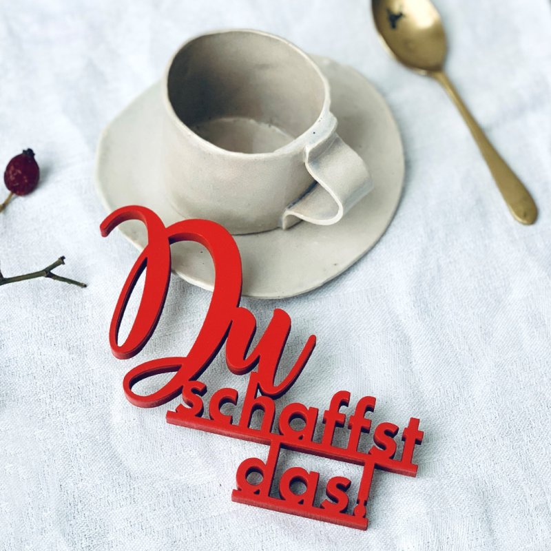 NoGallery Schriftzug Du schaffst das  - 3D Schriftzug - rot bei Nauli and Stories