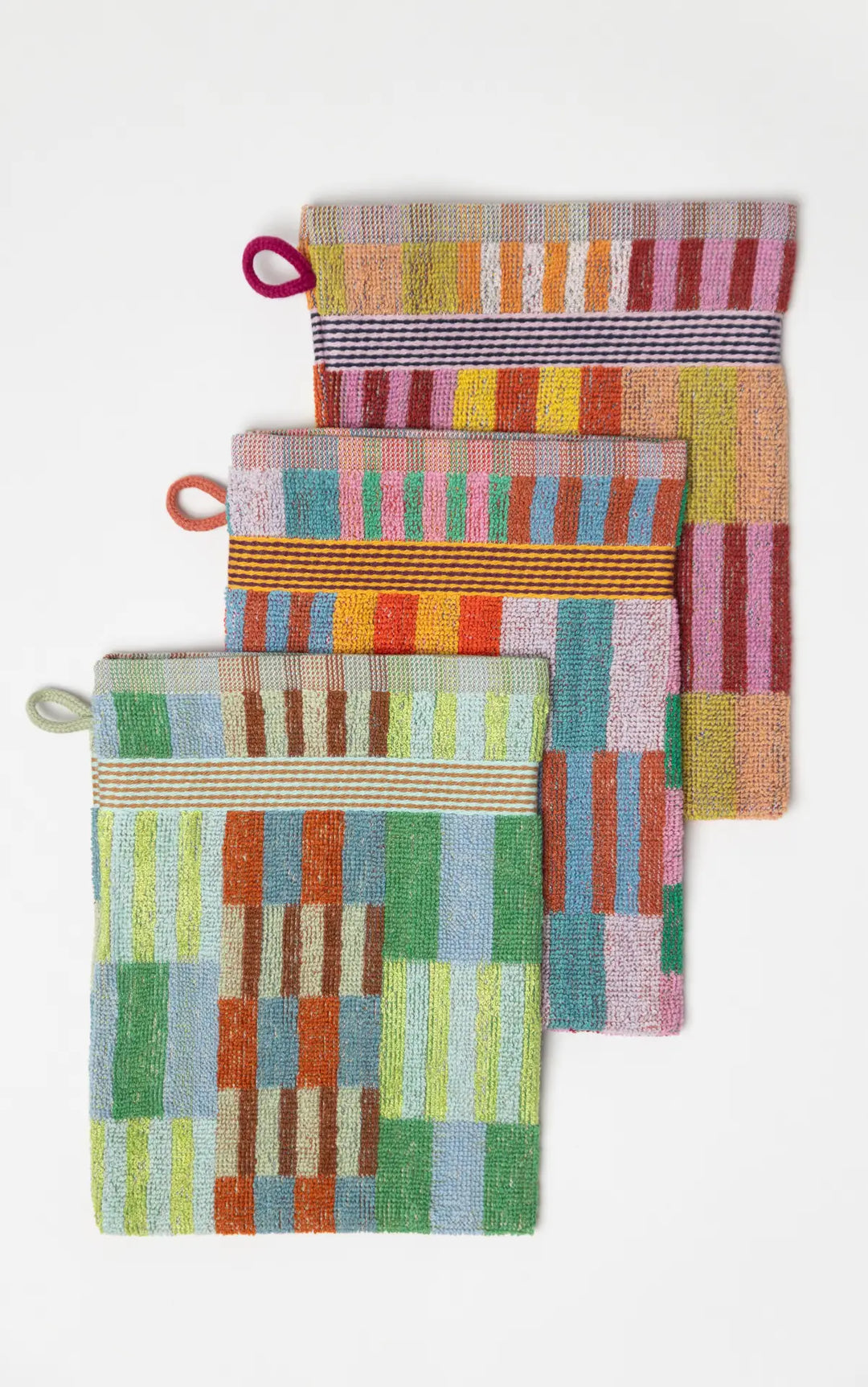 Odds & Ends Handtücher 3er Pack-  Baumwoll- Waschlappen Trio #80 tulip quilt bei Nauli and Stories