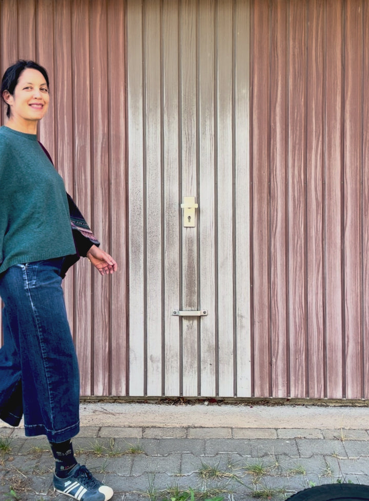Montrose Top | Hunter | Aubergine, Petrol |  Lambswool 100%