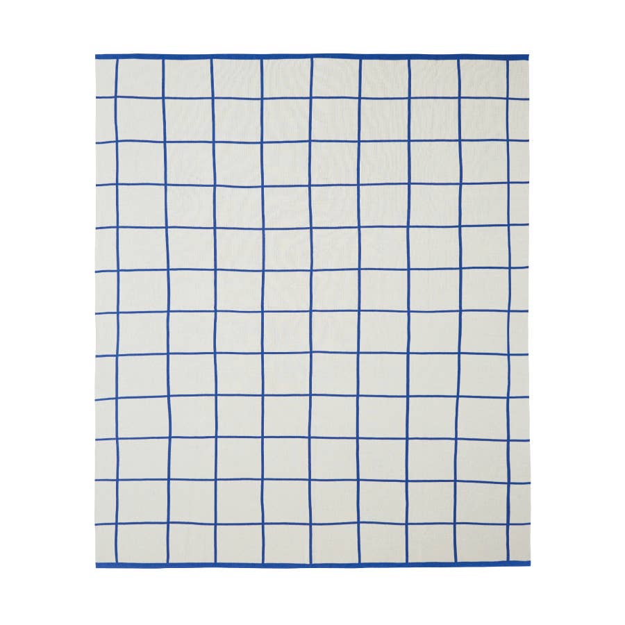 Sophie Home Sofadecke Strickdecke aus Baumwolle, Gitter: Kobaltblau bei Nauli and Stories
