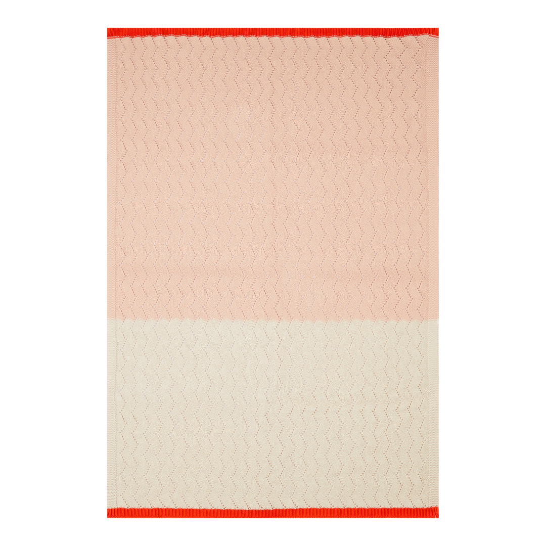 Sophie Home Babydecke Gestrickte Babydecke aus 100% Baumwolle rosa - creme bei Nauli and Stories