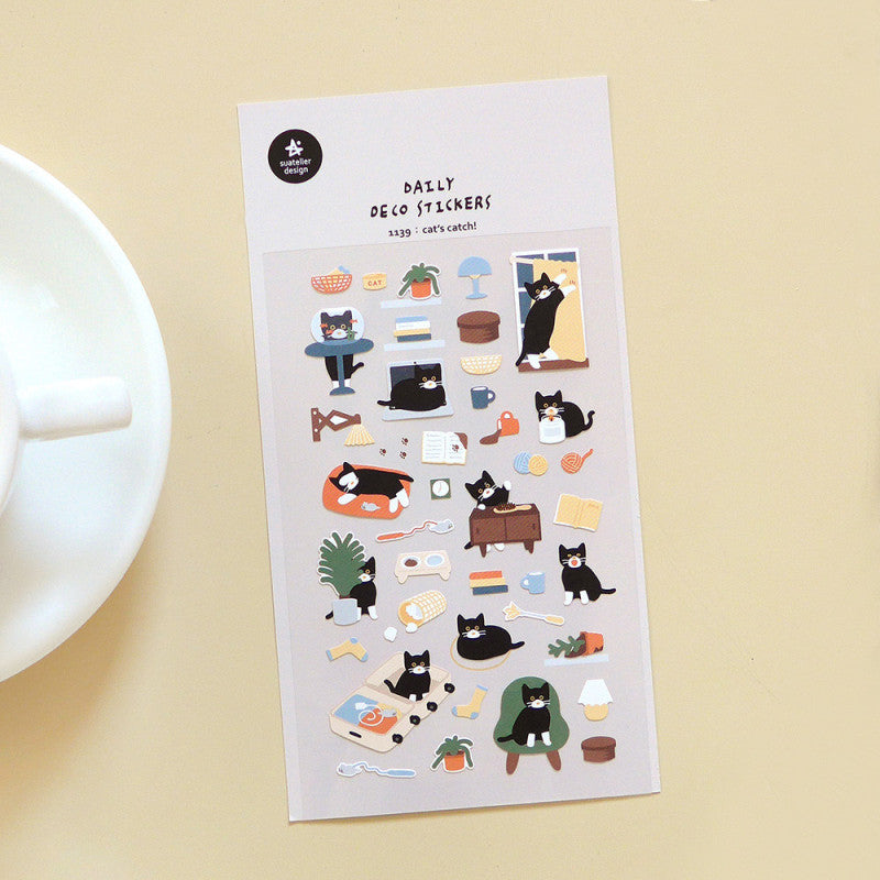 Suatelier Sticker Katzen Sticker cat's catch! – Suatelier Daily Deco bei Nauli and Stories