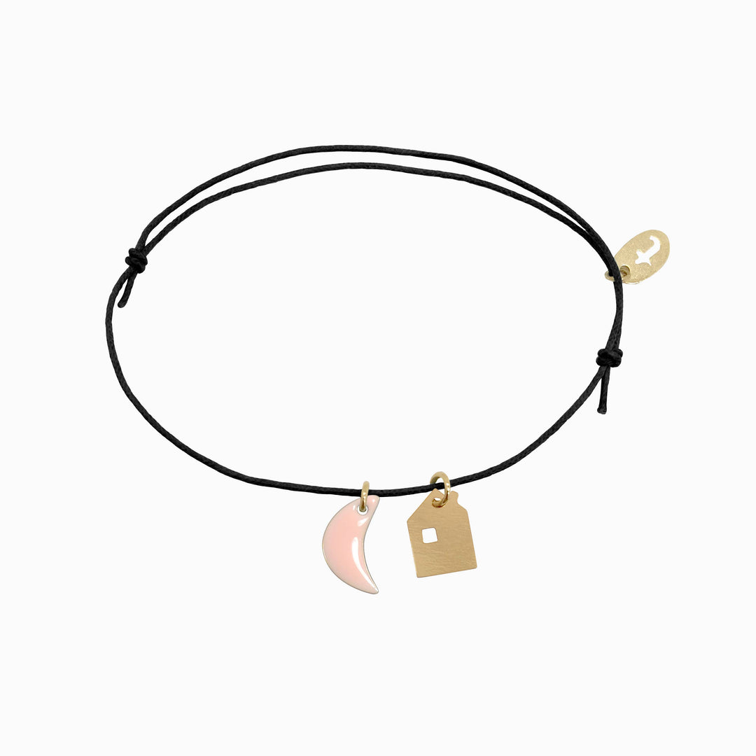 Titlee Armband Armband HOME Haus und Mond (Pfirsich) bei Nauli and Stories