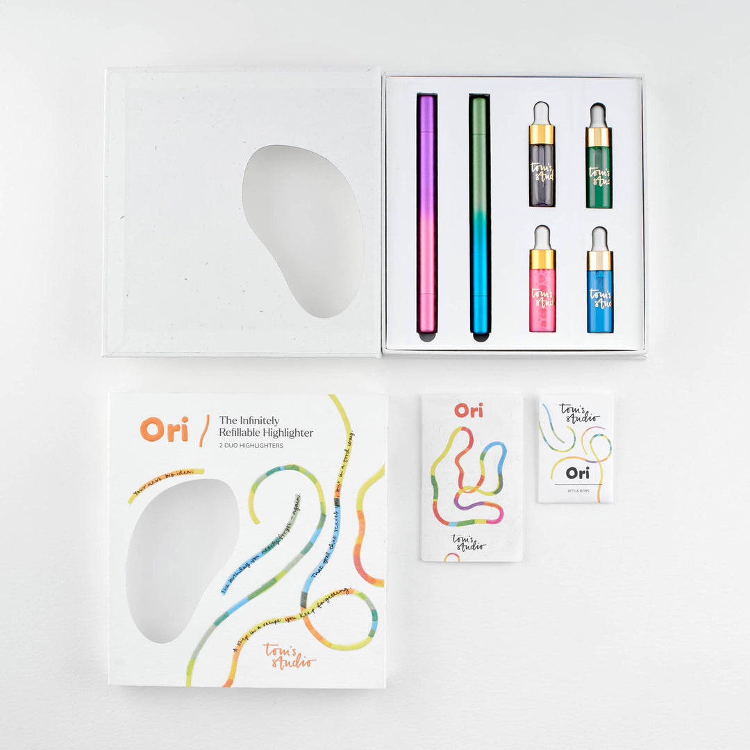 Tom's Studio Ori Highlighter Set (2 Pen): 2 Ori Highlighter Set – Blue/Green + Pink/Purple bei Nauli and Stories