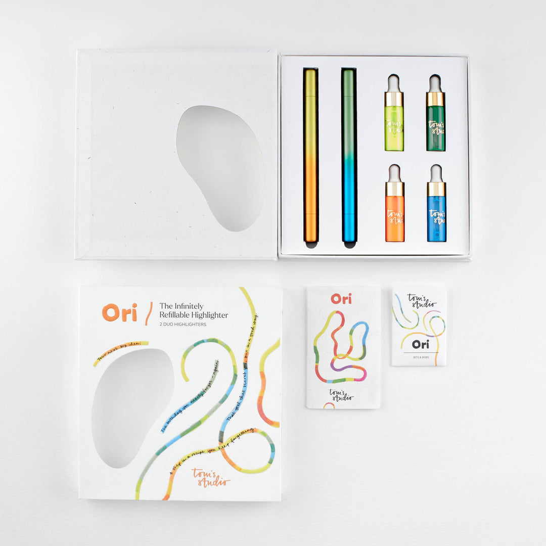Tom's Studio Ori Highlighter Set (2 Pen): 2 Ori Highlighter Set – Orange/Yellow + Blue/Green bei Nauli and Stories