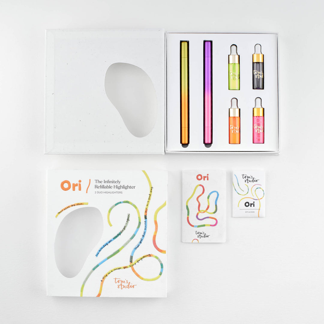Tom's Studio Ori Highlighter Set (2 Pen): 2 Ori Highlighter Set – Pink/Purple + Orange/Yellow bei Nauli and Stories