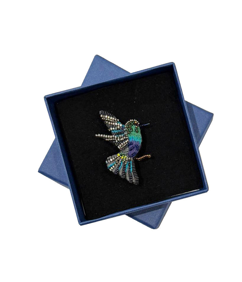 Trovelore Brosche gestickte Brosche - Kronennymphe - Kolibri bei Nauli and Stories
