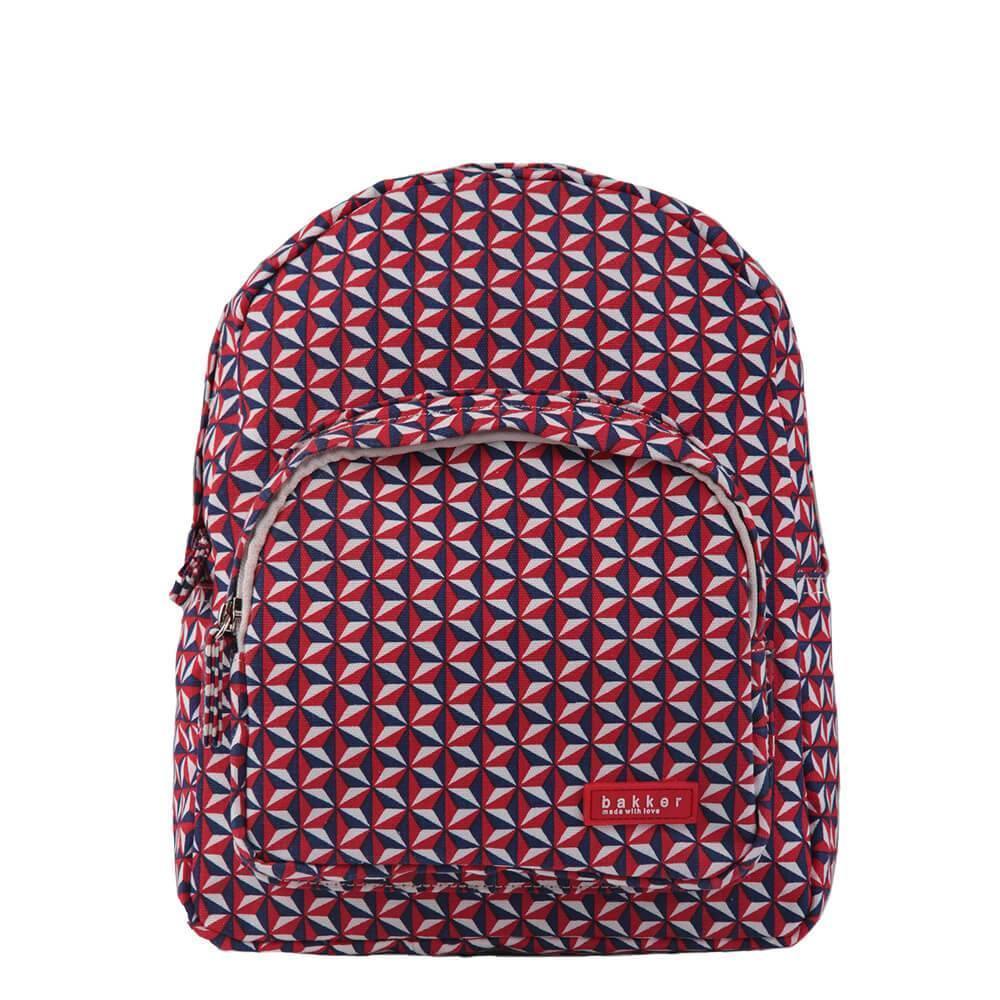 Bakker Kinderrucksack Kindergarten- Rucksack mit grafischem Muster in blau rot weiß bei Nauli and Stories