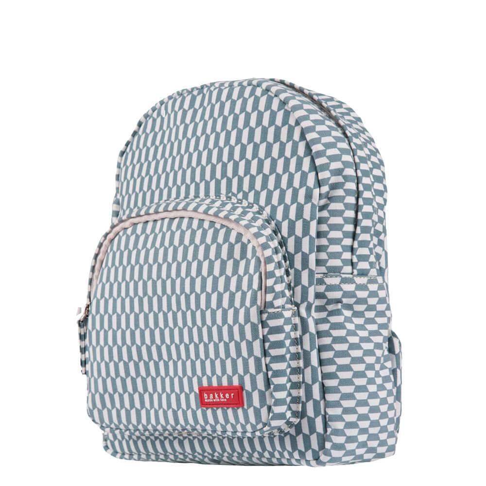 Bakker Kinderrucksack Kindergarten- Rucksack mit grafischem Muster in taubenblau und weiß bei Nauli and Stories