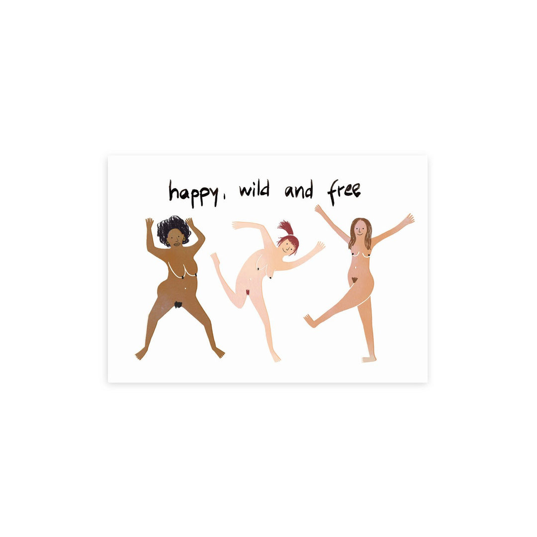 Farina Kuklinski Postkarte Happy, wild and free  | Grußkarte bei Nauli and Stories