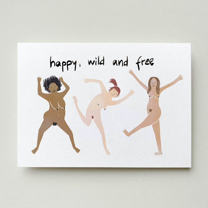 Farina Kuklinski Postkarte Happy, wild and free  | Grußkarte bei Nauli and Stories