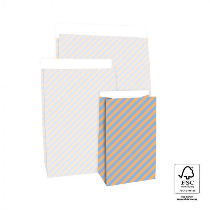 Geschenkverpackung Geschenktüte Geschenktüte - gestreift peach blau bei Nauli and Stories