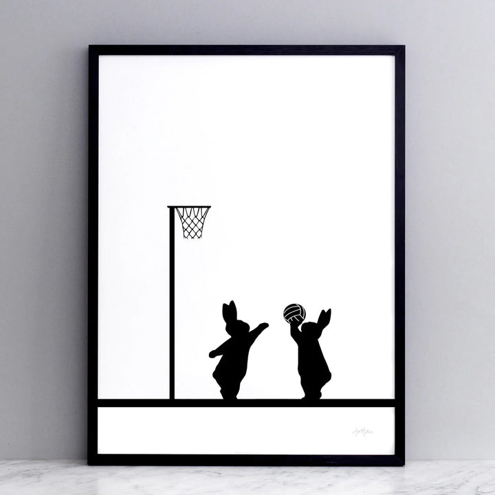HAM by Jo Ham Kunstdruck Kunstdruck Basketball spielender Hase, 30x40cm bei Nauli and Stories