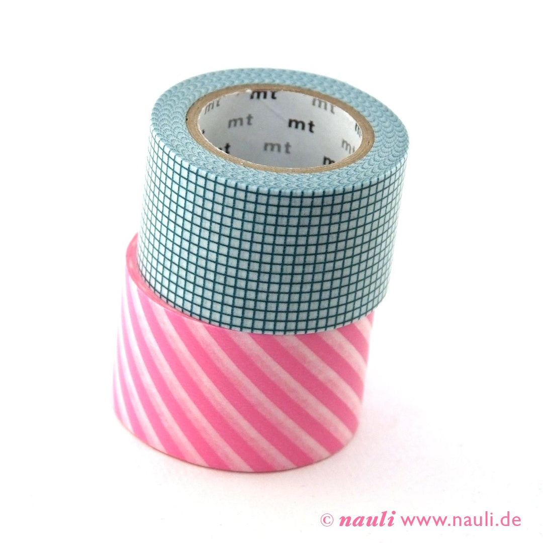 Kamoi Washi Tape Washi Masking Tape Streifen stripe rosa x hougan Karo blau bei Nauli and Stories