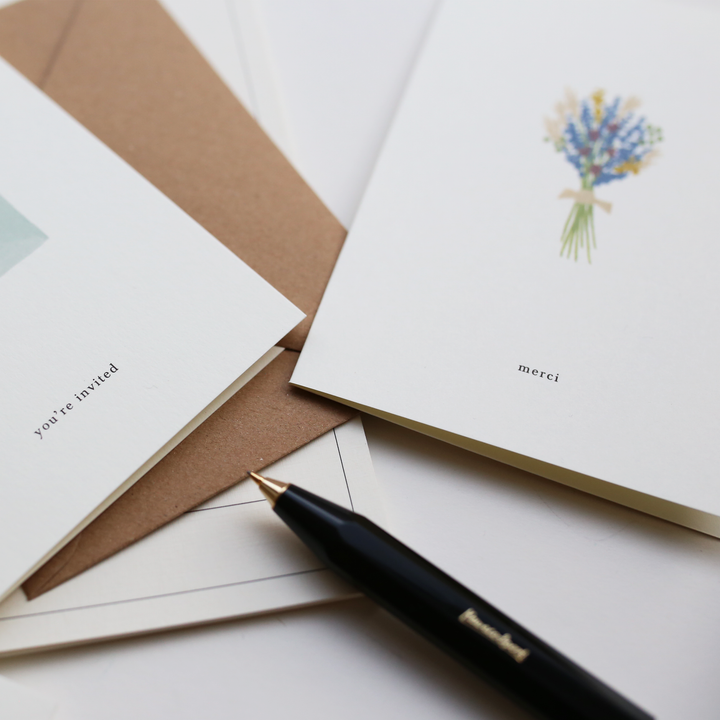 Kartotek Danke Dankeskarte - Merci mit Blumenstrauß bei Nauli and Stories