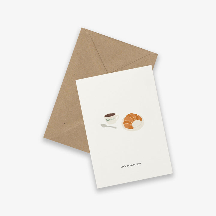 Kartotek Einladung Einladungskarte - mit Croissant und Café au lait - Let&