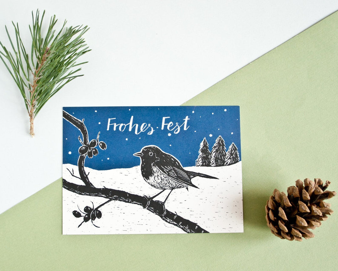 Katja Rub Weihnachten Weihnachtskarte Vogel | Frohes Fest bei Nauli and Stories