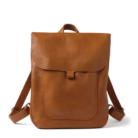 Keecie Rucksack Lederrucksack Come Along Cognac used look bei Nauli and Stories
