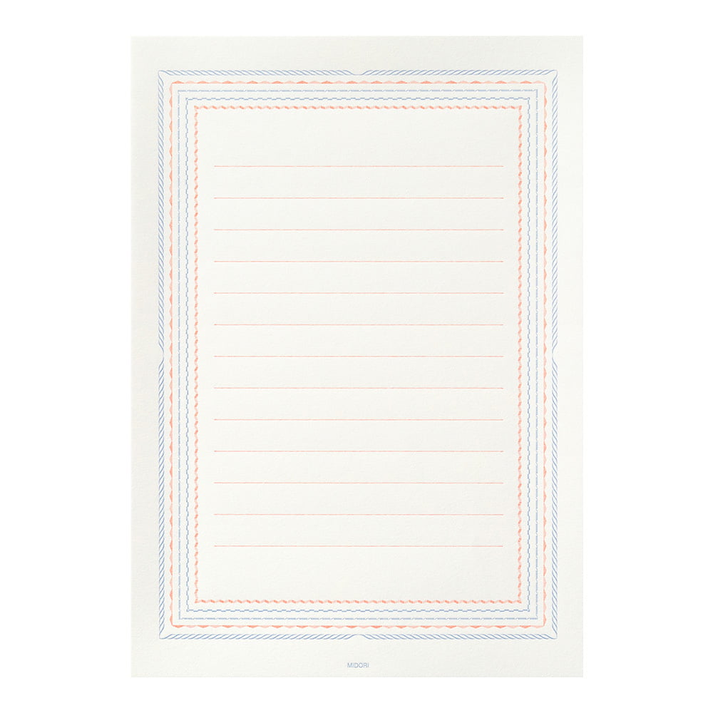 Midori Briefpapier Briefpapier - blau rot - Letterpress bei Nauli and Stories