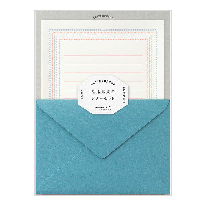 Midori Briefpapier Briefpapier - blau rot - Letterpress bei Nauli and Stories