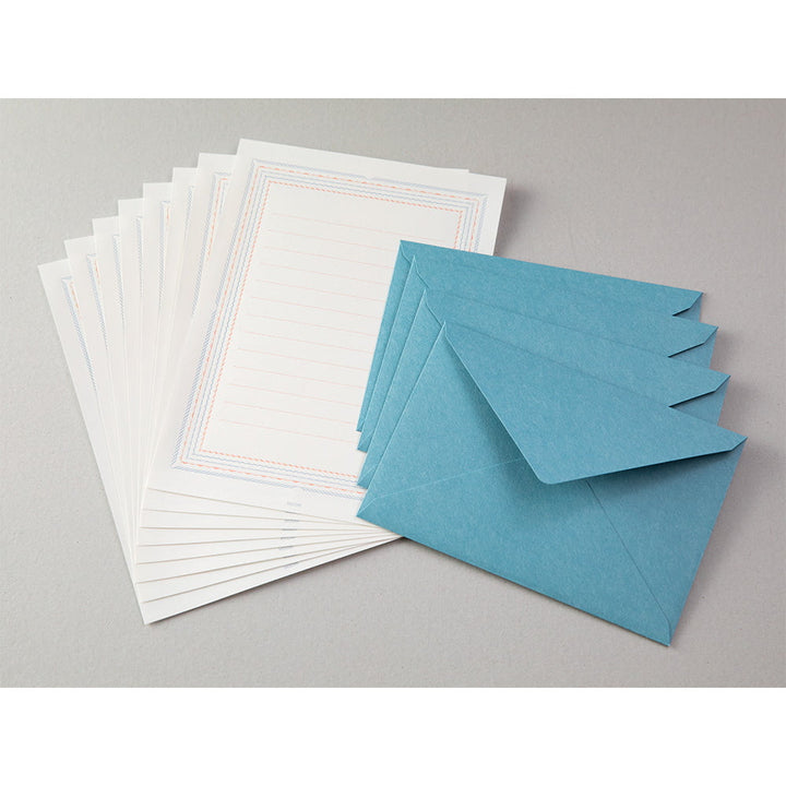 Midori Briefpapier Briefpapier - blau rot - Letterpress bei Nauli and Stories