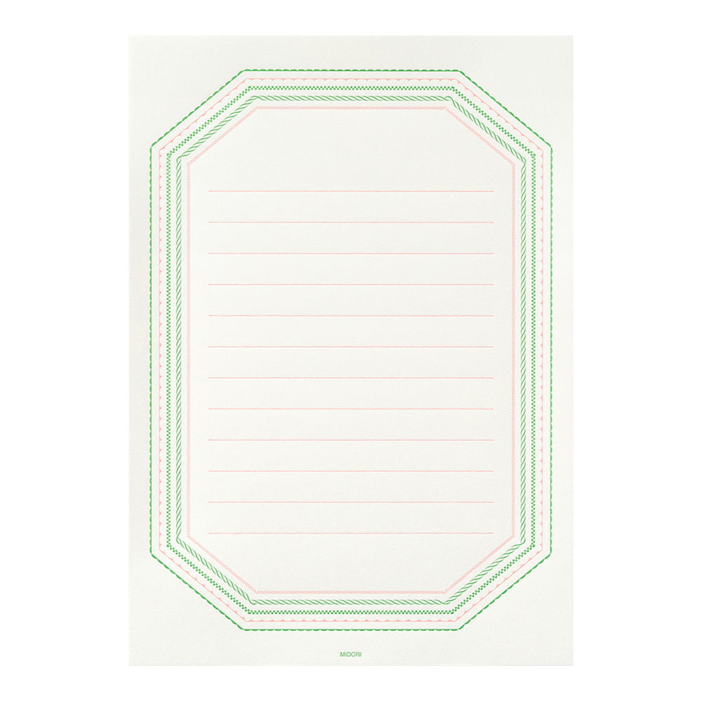 Midori Briefpapier Briefpapier - rosa grün - Letterpress bei Nauli and Stories