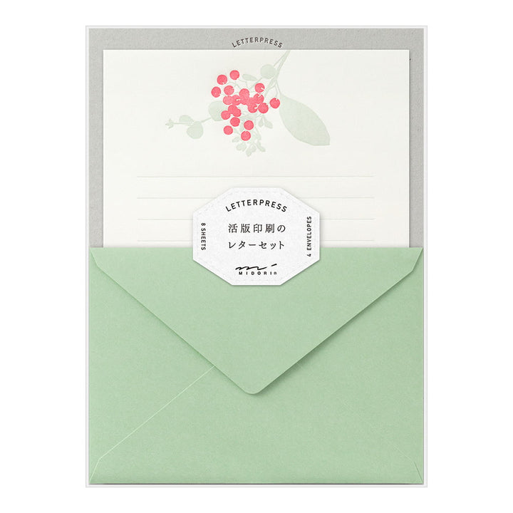 Midori Briefpapier Briefpapier rote Blüten - Letterpress bei Nauli and Stories