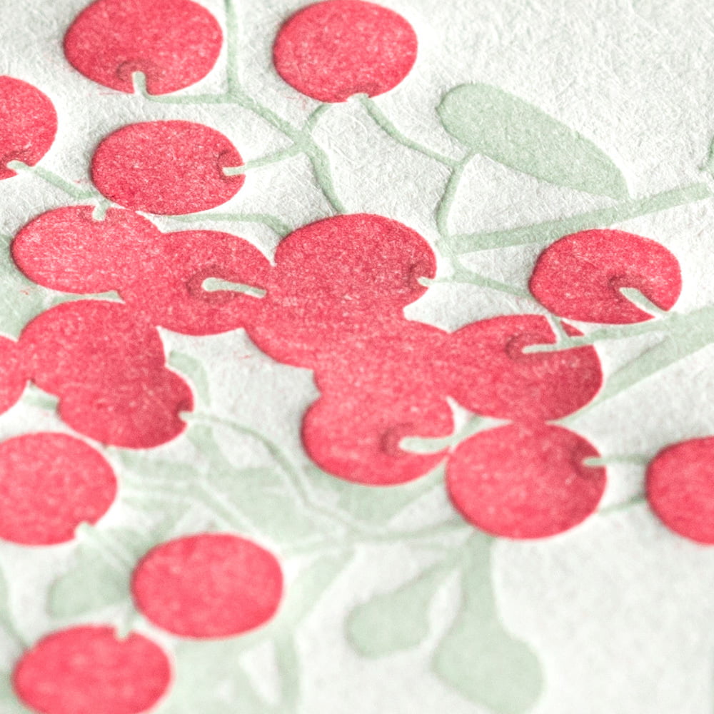 Midori Briefpapier Briefpapier rote Blüten - Letterpress bei Nauli and Stories