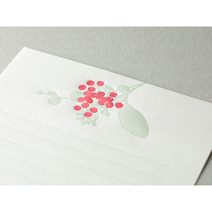 Midori Briefpapier Briefpapier rote Blüten - Letterpress bei Nauli and Stories