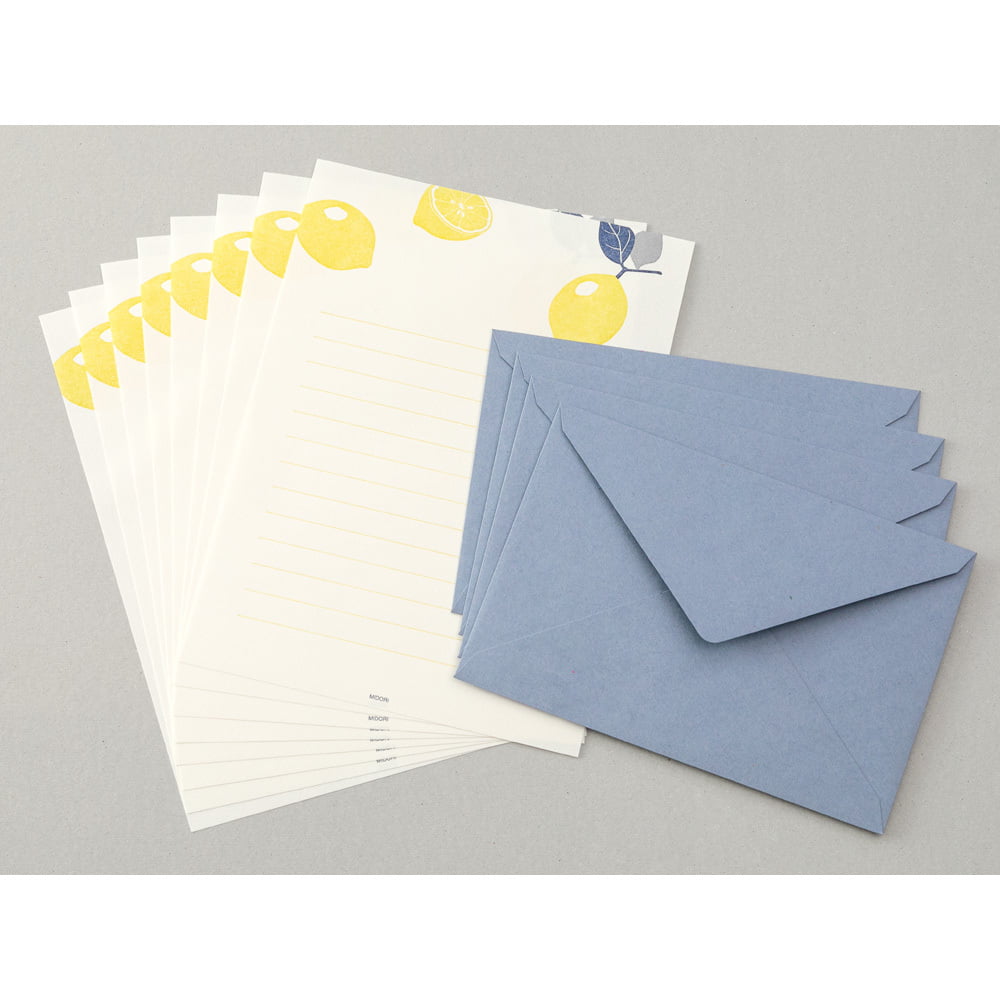 Midori Briefpapier Briefpapier Zitronen - Letterpress bei Nauli and Stories