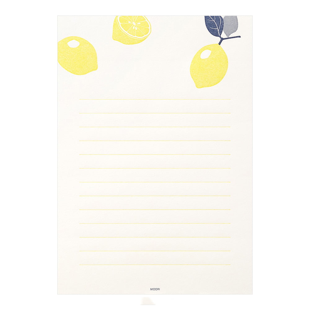 Midori Briefpapier Briefpapier Zitronen - Letterpress bei Nauli and Stories