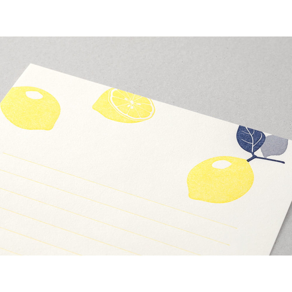 Midori Briefpapier Briefpapier Zitronen - Letterpress bei Nauli and Stories