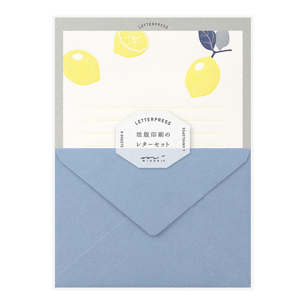 Midori Briefpapier Briefpapier Zitronen - Letterpress bei Nauli and Stories
