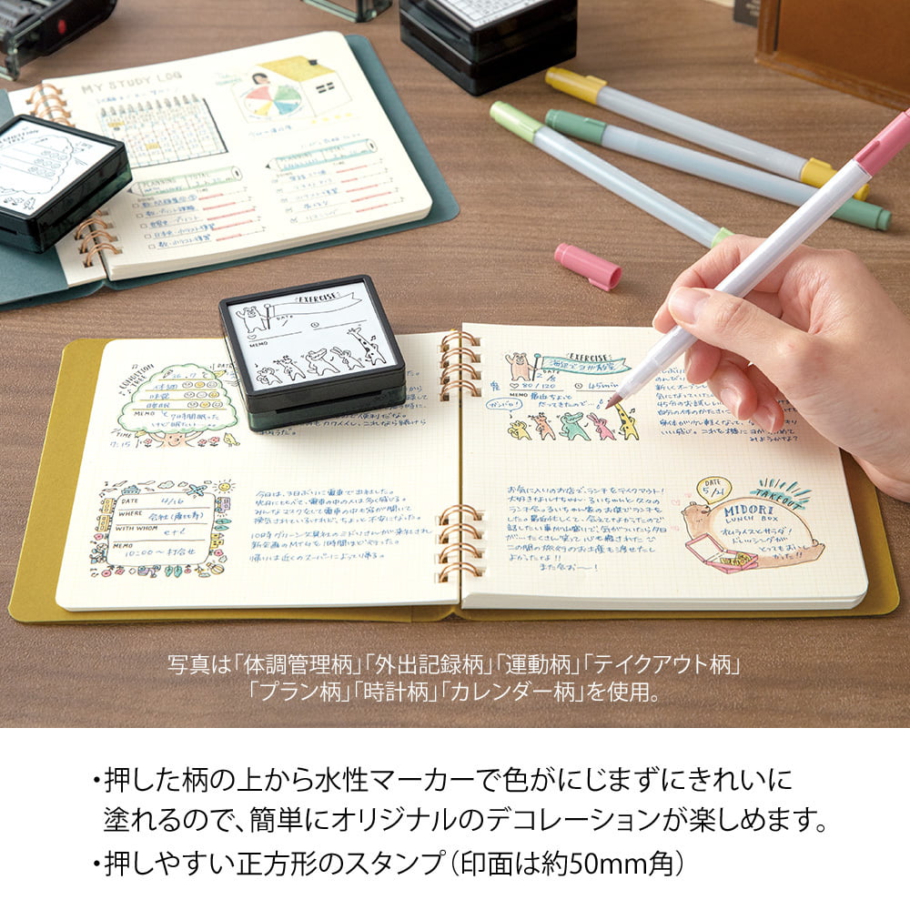 Midori Pre-Inked Stempel Paintable Stamp pre-inked Health Management bei Nauli and Stories