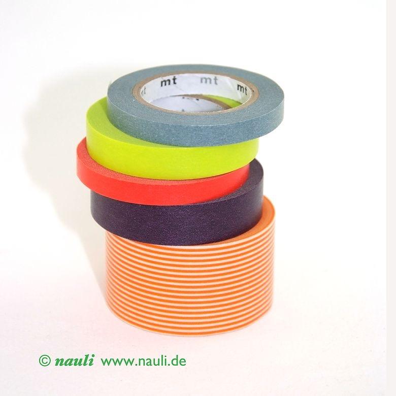 MT Washi Tape Washi Tape 5er Set orange Streifen bei Nauli and Stories